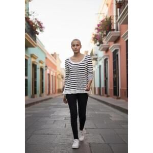 Anthropologie Textured Navy and White Striped Sweater